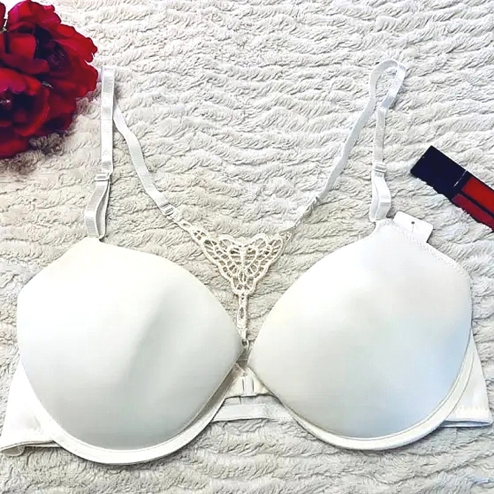 White Crochet Racerback Bra New